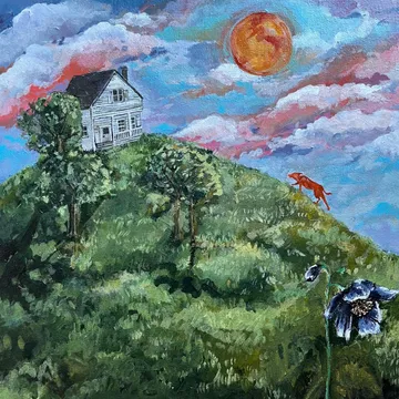Orange Dog Club, little white house (on a hill)